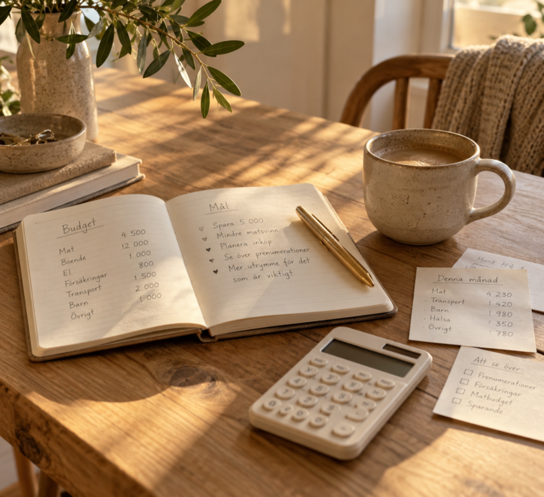 mysig budgetplanering i varmt solljus